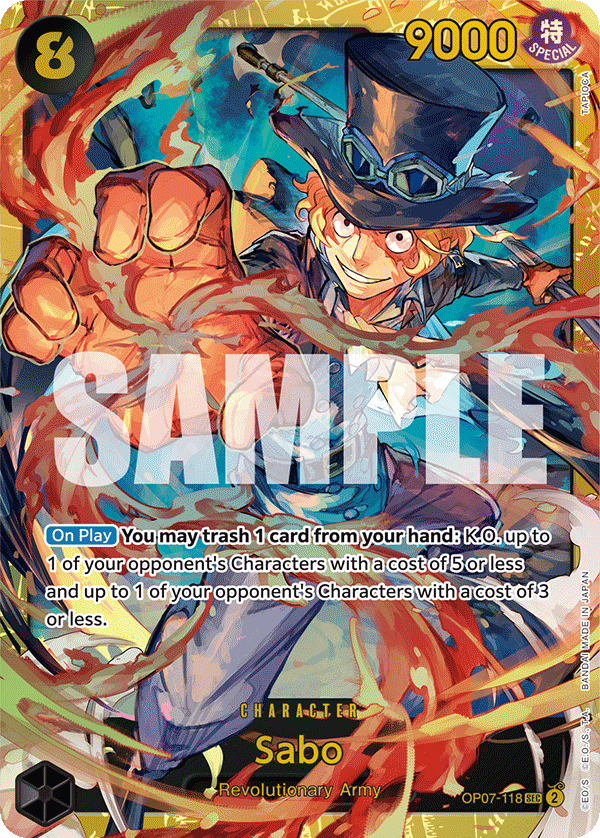 secret rare one piece card OP07-118 - Sabo