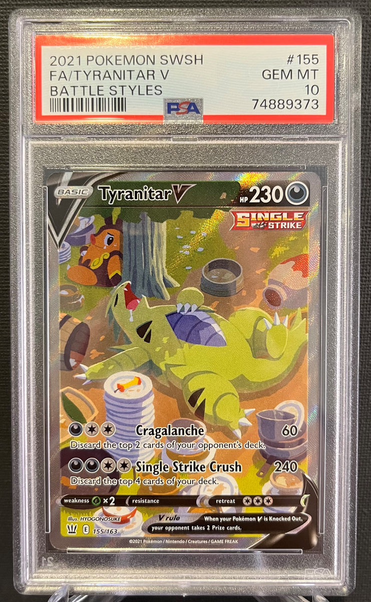 Tyranitar V - 155/163 SWSH: Battle Styles - Alt Art Holo - PSA 10 Collectors Company Tyranitar V - 155/163 SWSH: Battle Styles - Alt Art Holo - PSA 10 Collectors Company