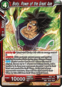 BT11-016 - Broly, Power of the Great Ape - Rare FOIL - 2ND EDITION