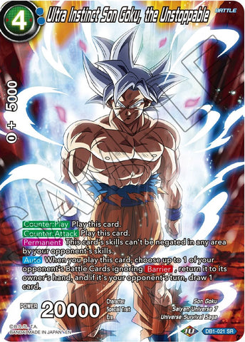 DB1-021 - Ultra Instinct Son Goku, the Unstoppable - Super Rare Alt Art