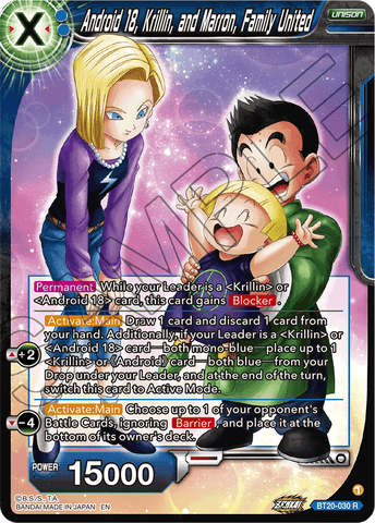 BT20-030 - Android 18, Krillin, and Marron, Family United - Rare FOIL