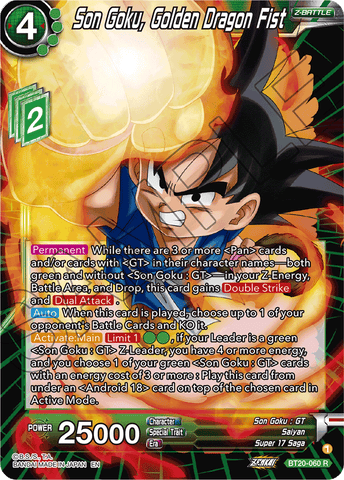 BT20-060 - Son Goku, Golden Dragon Fist - Rare FOIL