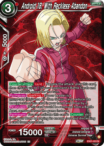 EX21-03 - Android 18, With Reckless Abandon - Expansion Rare