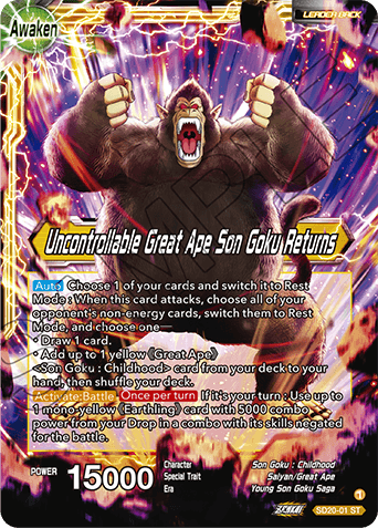 SD20-01 - Uncontrollable Great Ape Son Goku Returns - Leader - Starter Rare