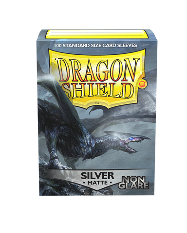 Dragon Shield - Standard NON GLARE Sleeves 100ct - Silver MATTE