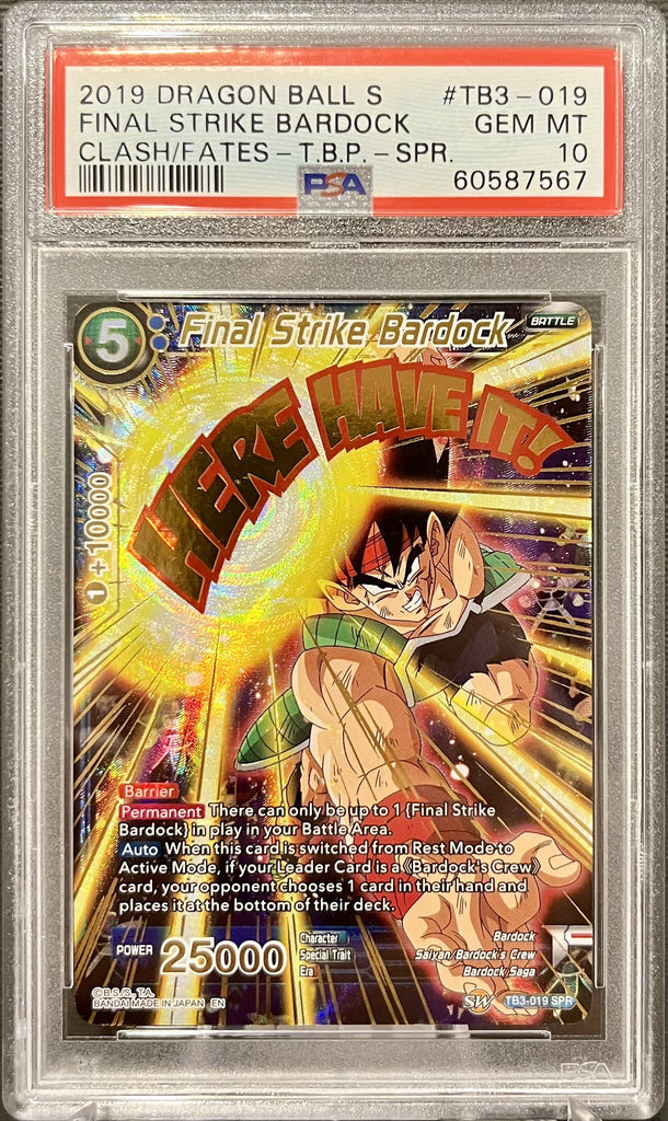 Final Strike Bardock - TB3-019 Clash of Fates - Special Rare - PSA 10 Collectors Company Final Strike Bardock - TB3-019 Clash of Fates - Special Rare - PSA 10 Collectors Company