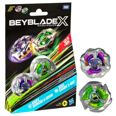 Beyblade X - Dual Pack Knife Shinobi 4-80HN & Keel Shark 3-80F