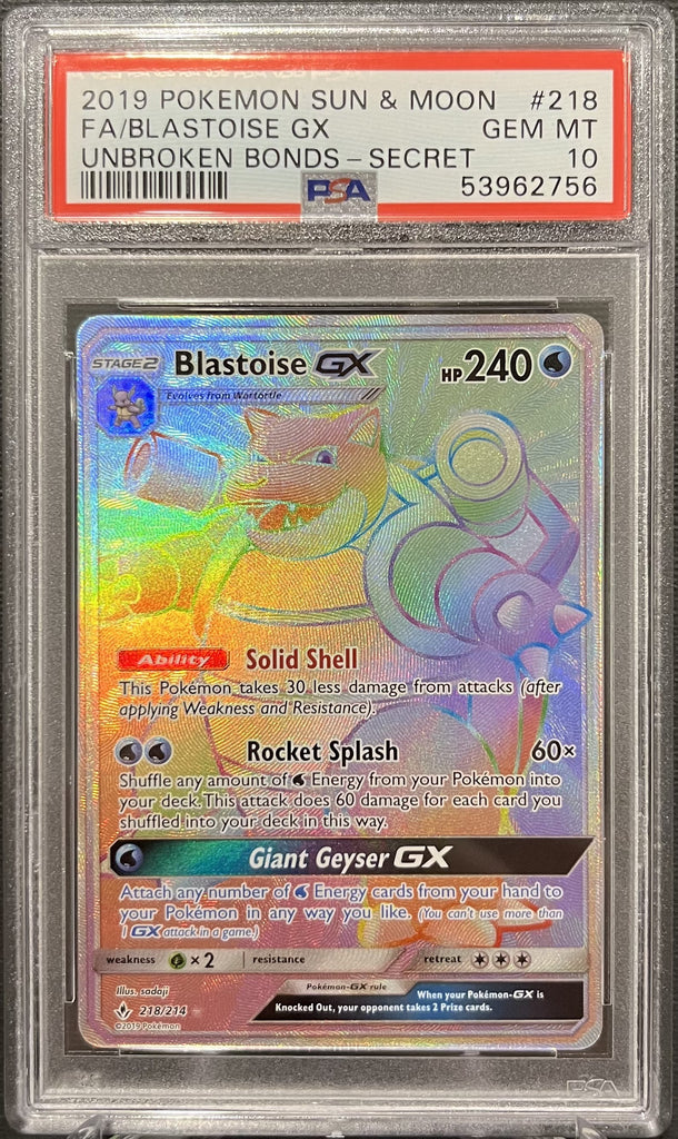 pokemon sun and moon unbroken bonds rare cards Blastoise GX - 218/214 SM: Unbroken Bonds