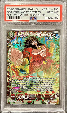 SS4 Broly, the Great Destroyer - BT11-152 Vermilion Bloodline - Secret Rare - PSA 10