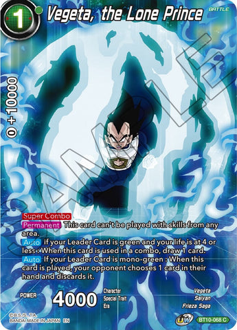 BT10-068 - Vegeta, the Lone Prince - Common Alt Art FOIL