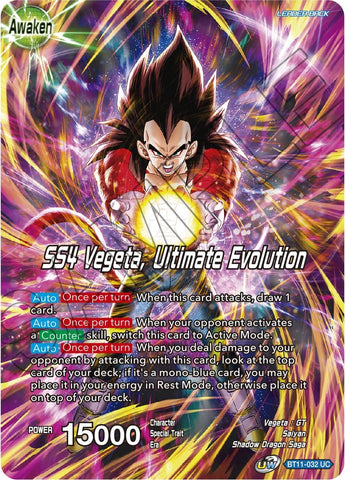 BT11-032 - SS4 Vegeta, Ultimate Evolution - Leader - Uncommon Alt Art FOIL