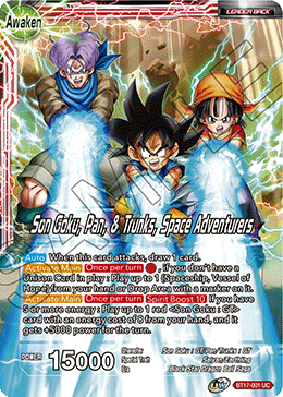 BT17-001 - Son Goku, Pan, & Trunks, Space Adventurers - Leader - Uncommon