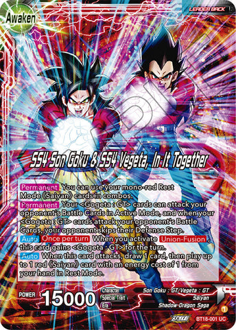 BT18-001 - SS4 Son Goku & SS4 Vegeta, In It Together - Leader - Uncommon