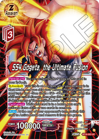 BT18-003 - SS4 Gogeta, the Ultimate Fusion - Uncommon FOIL