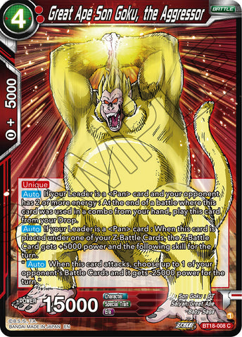BT18-008 - Great Ape Son Goku, the Aggressor - Common FOIL