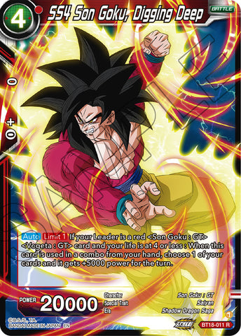 BT18-011 - SS4 Son Goku, Digging Deep - Rare FOIL