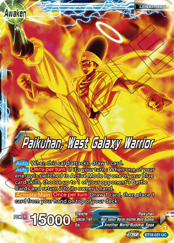 BT18-031 - Paikuhan, West Galaxy Warrior - Leader - Uncommon FOIL