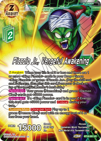 BT18-061 - Piccolo Jr., Vengeful Awakening - Uncommon FOIL