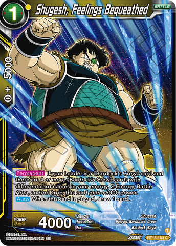 BT18-103 - Shugesh, Feelings Bequeathed - Common FOIL