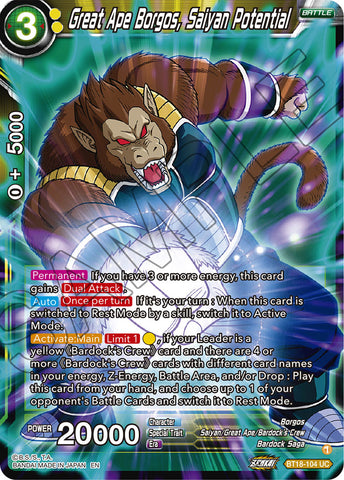 BT18-104 - Great Ape Borgos, Saiyan Potential - Uncommon FOIL