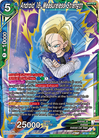 BT18-144 - Android 18, Measureless Strength - Super Rare