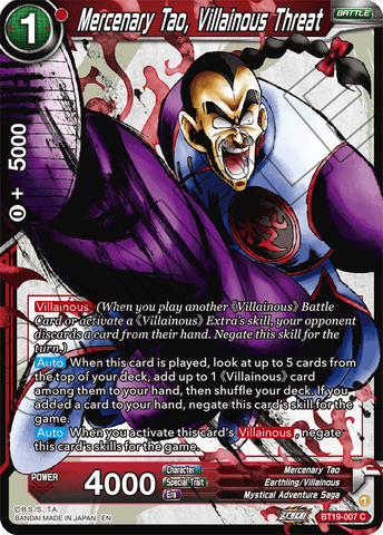 BT19-007 - Mercenary Tao, Villainous Threat - Common