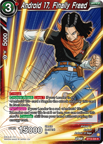 BT19-026 - Android 17, Finally Freed - Rare FOIL