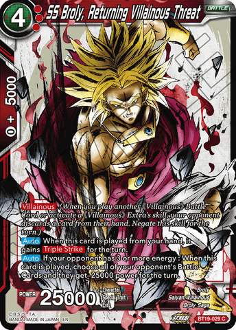 BT19-029 - SS Broly, Returning Villainous Threat - Common