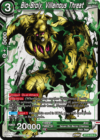 BT19-076 - Bio-Broly, Villainous Threat - Common FOIL