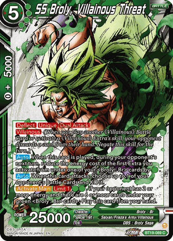 BT19-089 - SS Broly, Villainous Threat - Common FOIL