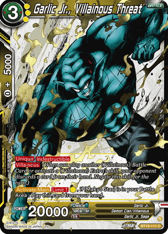 BT19-111 - Garlic Jr., Villainous Threat - Common