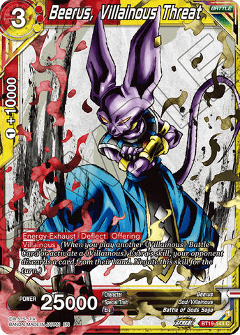 BT19-143 - Beerus, Villainous Threat - Common FOIL
