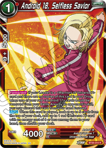 BT20-010 - Android 18, Selfless Savior - Rare