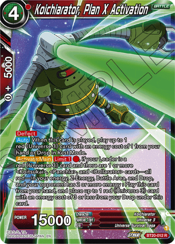 BT20-012 - Koichiarator, Plan X Activation - Rare FOIL
