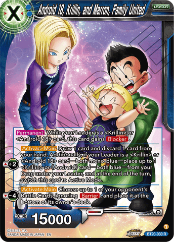 BT20-030 - Android 18, Krillin, and Marron, Family United - Rare FOIL