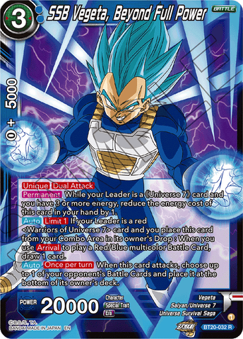 BT20-032 - SSB Vegeta, Beyond Full Power - Rare FOIL