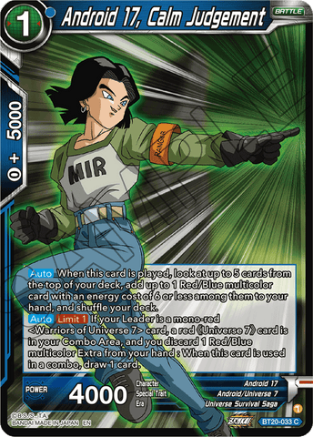 BT20-033 - Android 17, Calm Judgement - Common FOIL