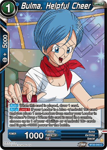 BT20-040 - Bulma, Helpful Cheer - Common FOIL