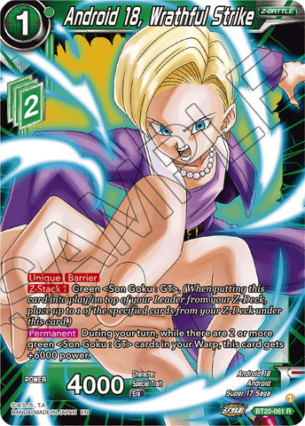 BT20-061 - Android 18, Wrathful Strike - Rare