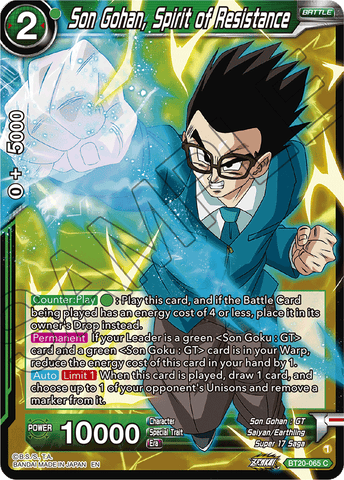BT20-065 - Son Gohan, Spirit of Resistance - Common FOIL