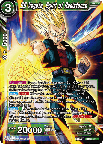 BT20-068 - SS Vegeta, Spirit of Resistance - Rare FOIL