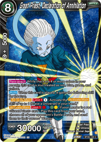 BT20-120 - Great Priest, Declaration of Annihilation - Common FOIL