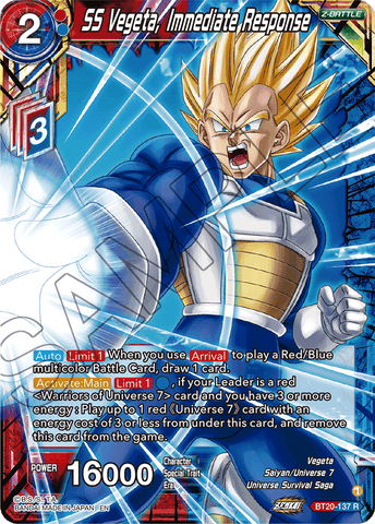 BT20-137 - SS Vegeta, Immediate Response - Rare FOIL